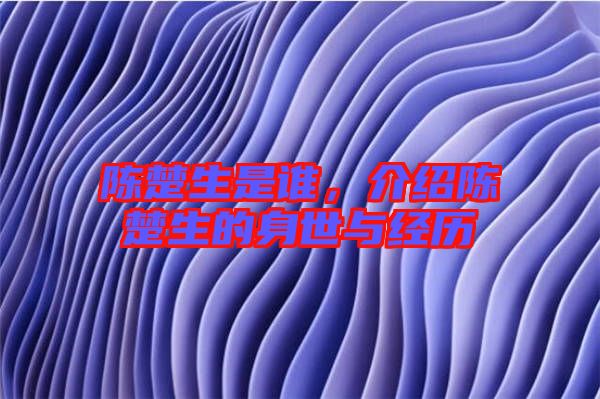 陳楚生是誰(shuí)，介紹陳楚生的身世與經(jīng)歷