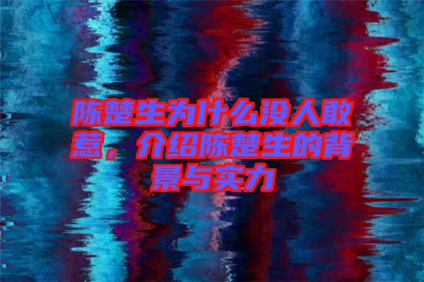 陳楚生為什么沒人敢惹，介紹陳楚生的背景與實(shí)力