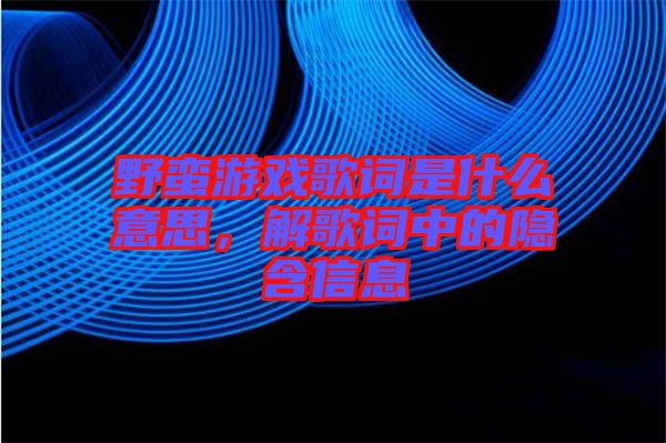 野蠻游戲歌詞是什么意思，解歌詞中的隱含信息